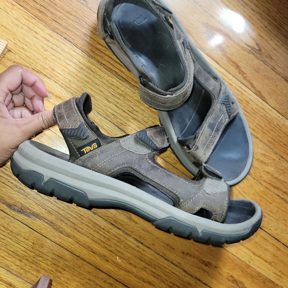 Teva Leather Sport Sandals Brown/Gray waterproof Adjustable Strap US 12 hike